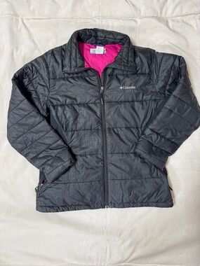 Columbia Women’s Large Black Jacket with Pink Lining Puffer
